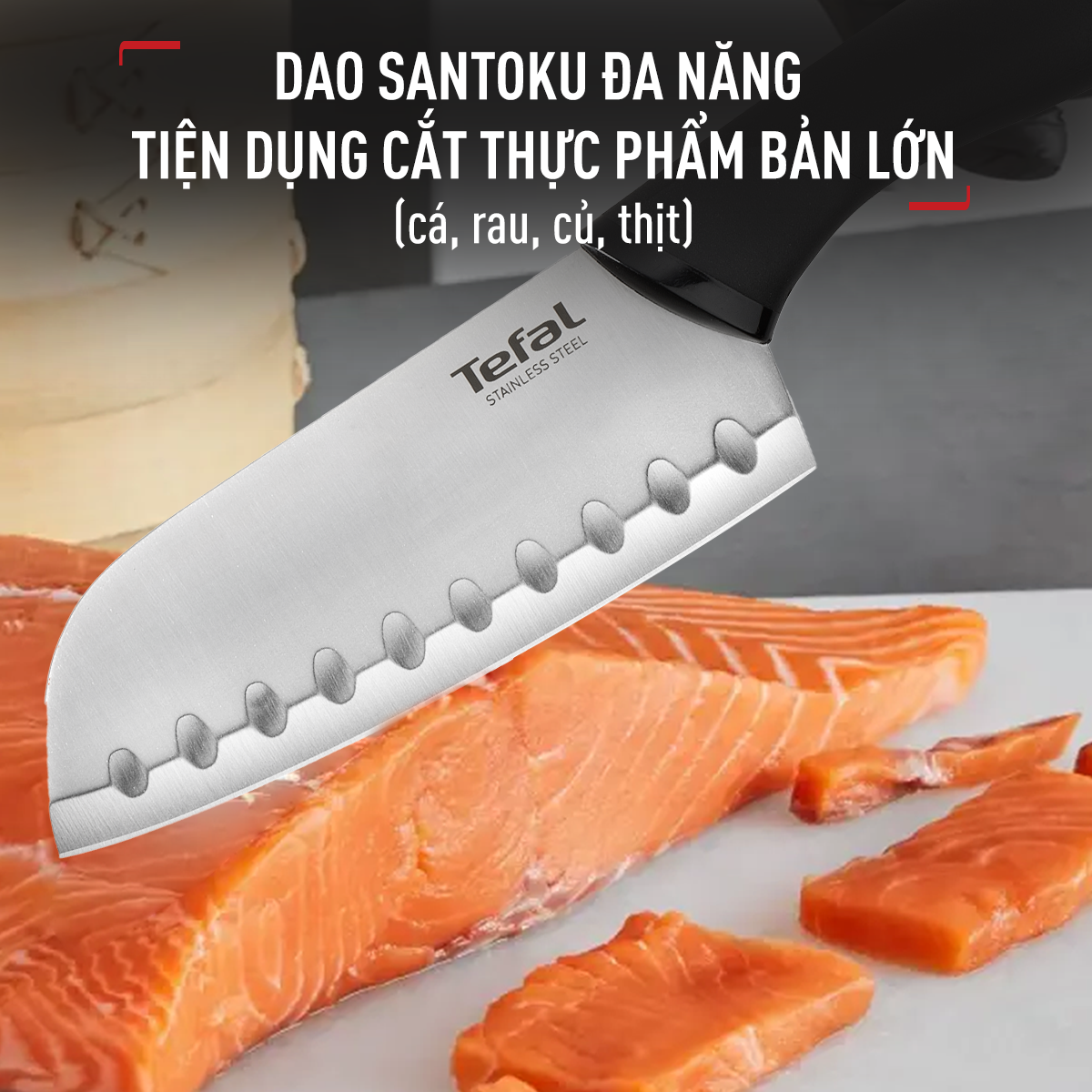 Dao làm bếp Santoku Tefal Comfort K2213604, 12cm