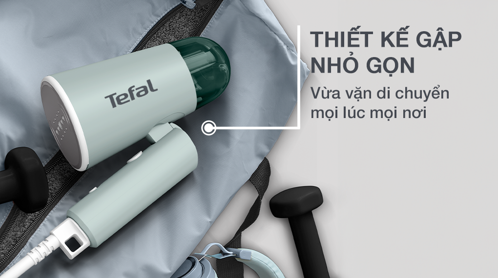 Bàn ủi hơi nước cầm tay Tefal Origin Travel DT1024K0 xanh xám
