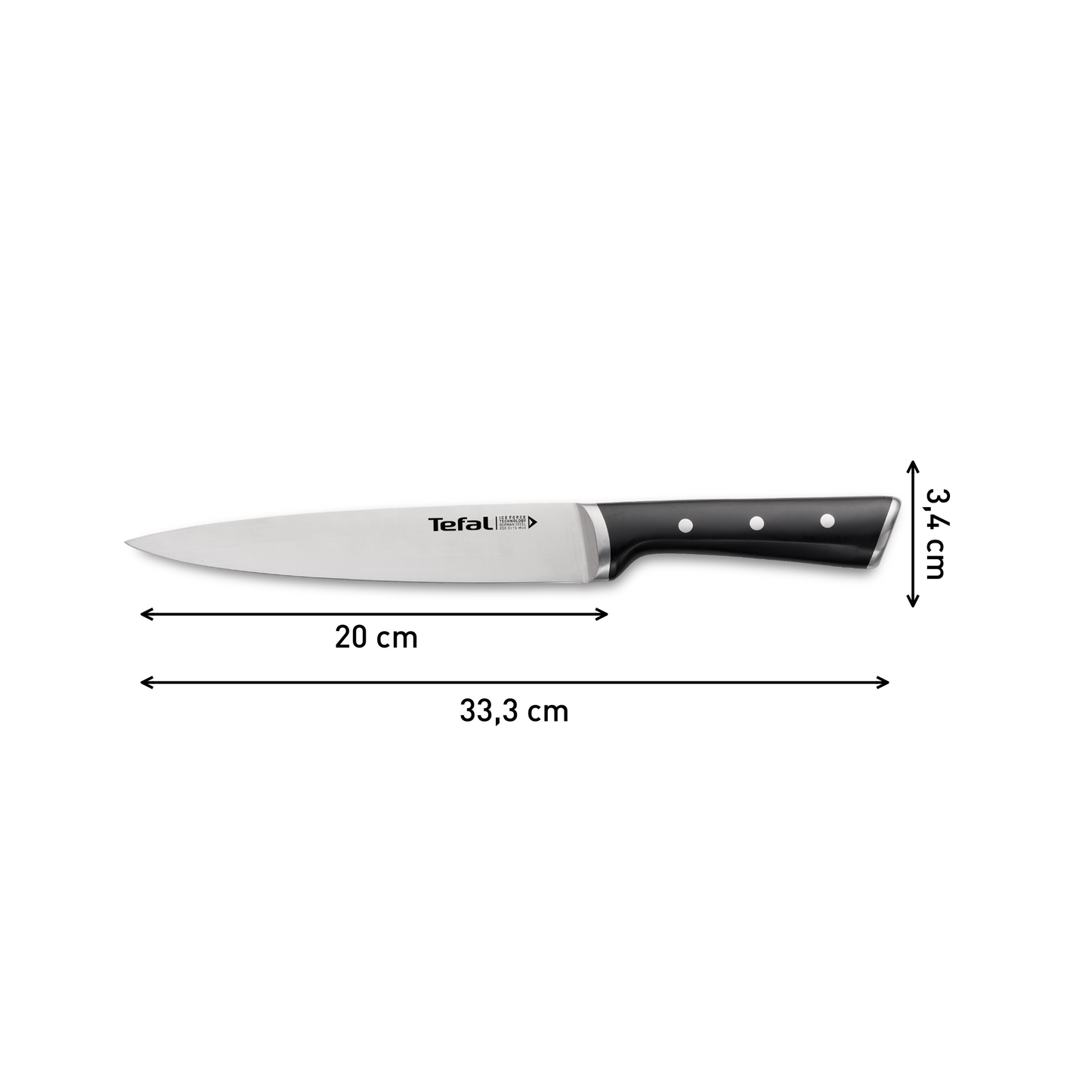 Dao thép Đức liền khối Ice Force Tefal K2320714, phi-lê 20 cm