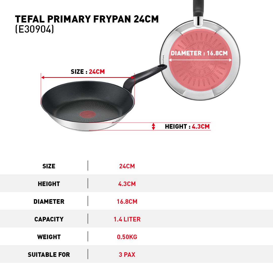 Chảo chiên Tefal Primary 20cm/24cm/26cm/28cm-E3090404 E3090504 E3090604