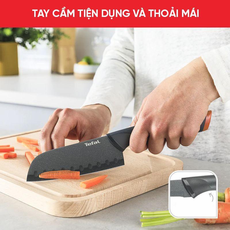 Dao làm bếp phủ Titanium bản lớn Santoku Tefal Fresh Kitchen K1220104 - 12cm