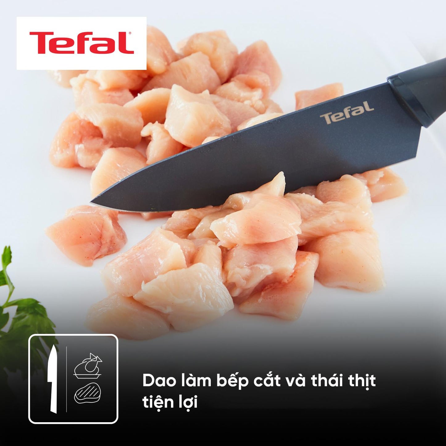 Bộ 2 dao phủ chống dính Tefal Fresh Kitchen K122S224, Santoku 12cm/đầu bếp 15cm