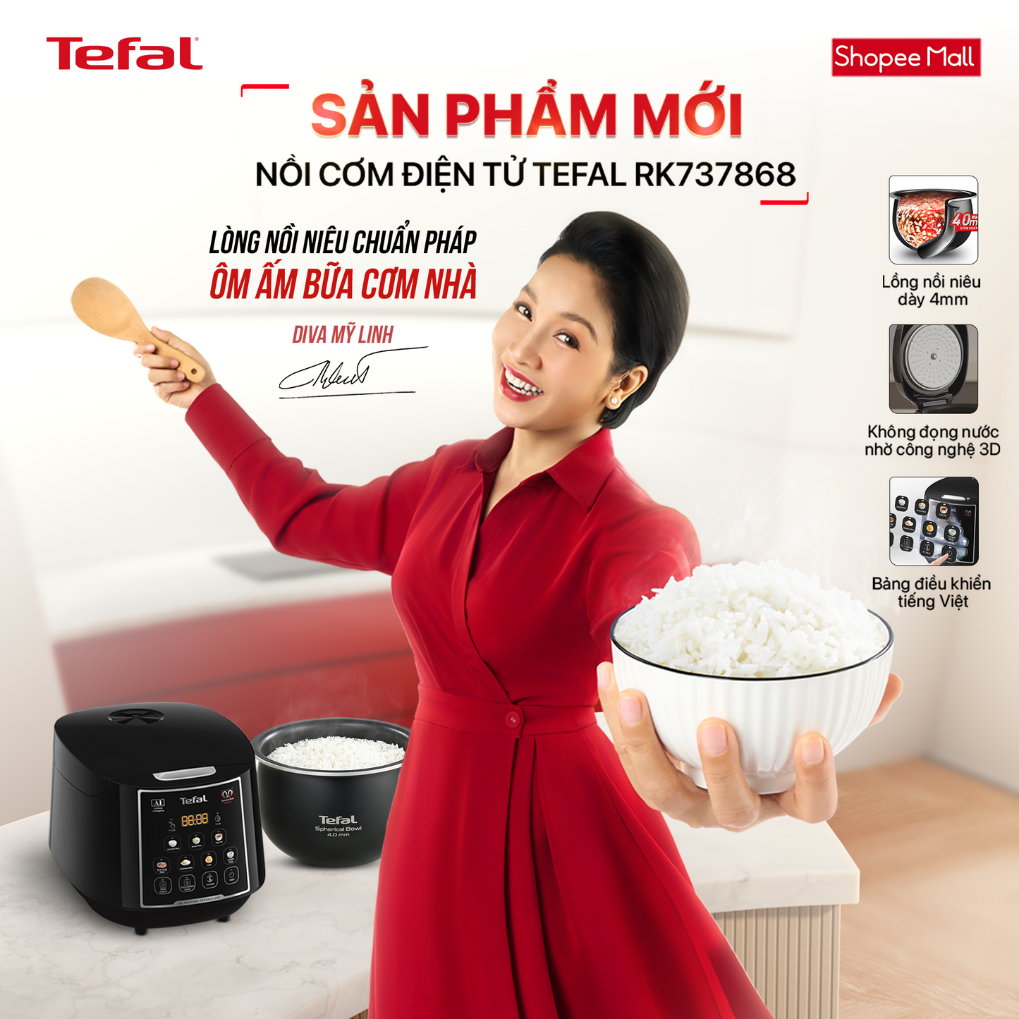 Nồi cơm điện tử Tefal EasyRice Max RK737868 - 1.8L