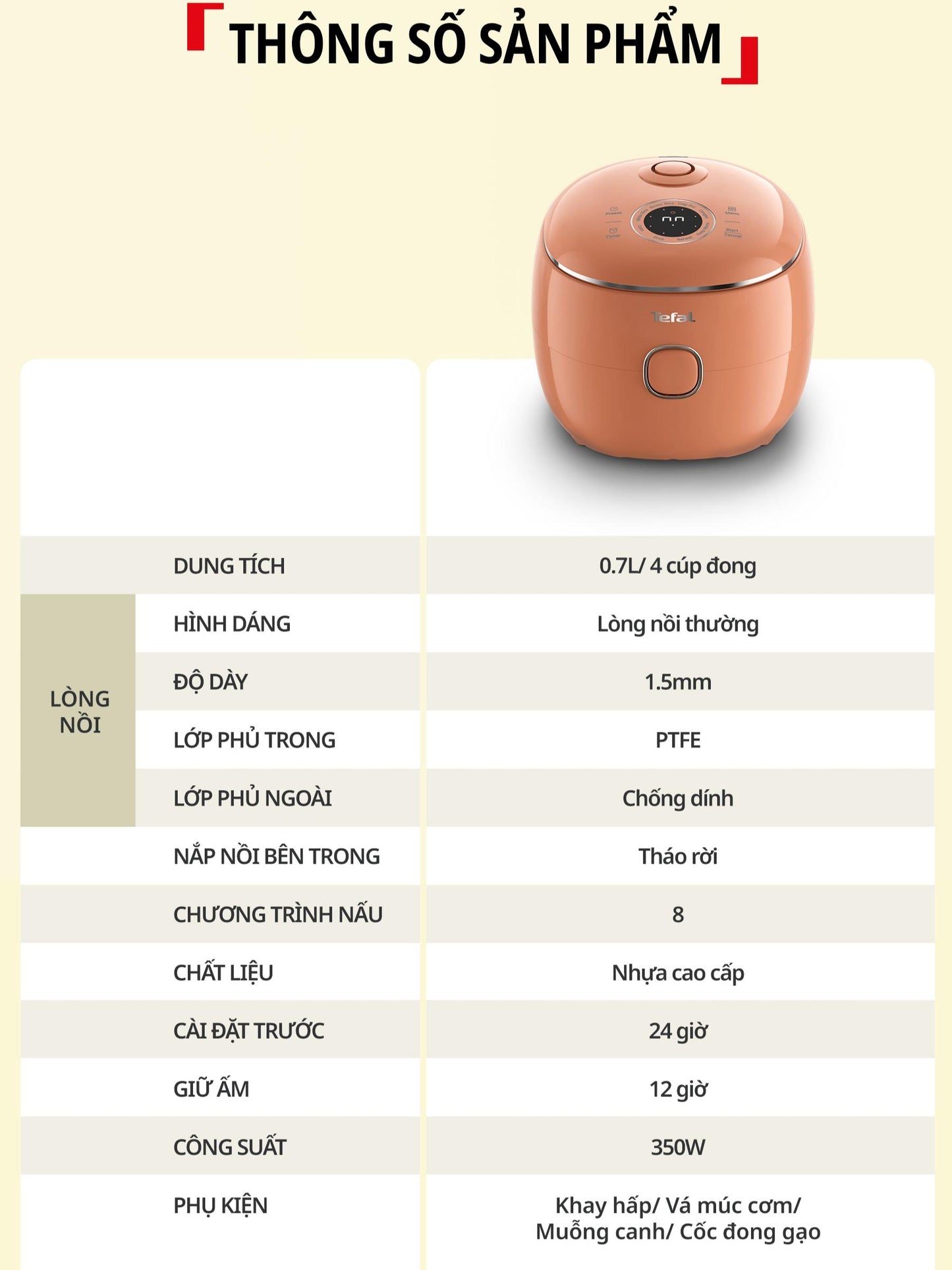 Nồi cơm điện tử Mini Tefal POP RK5352Y0/RK535TY0/RK535AY0/RK5354Y0