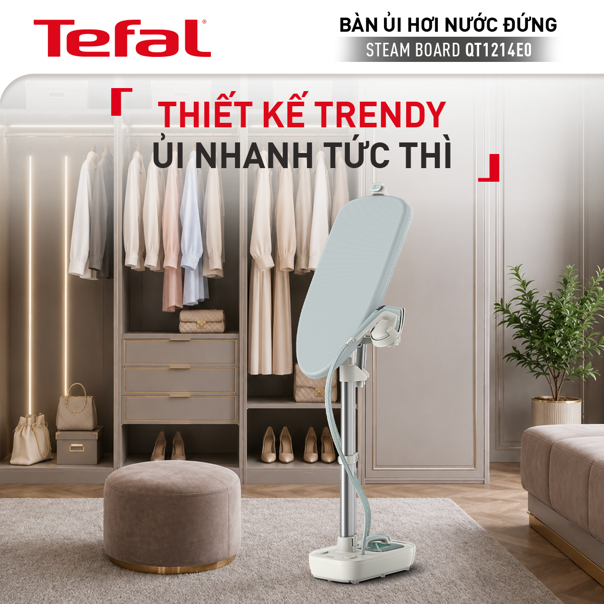 Bàn ủi hơi nước đứng TEFAL IXEO Steam Board QT1214E0