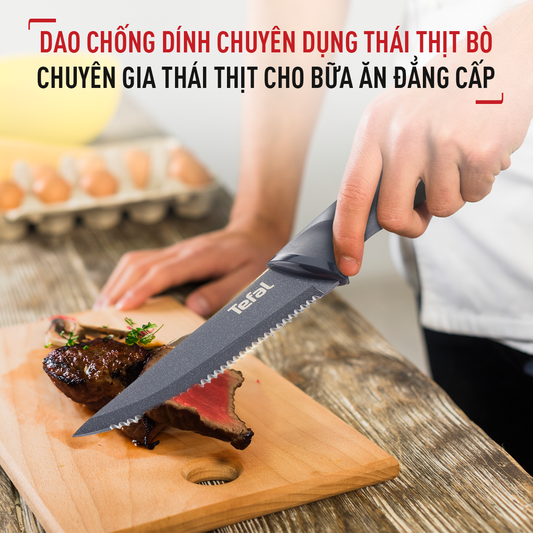 Dao răng cưa chuyên dụng thái thịt bò steak phủ Titanium Tefal Fresh Kitchen K1220805 - 11cm