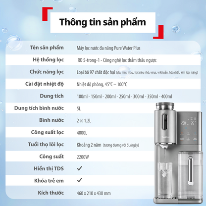 Máy lọc nước đa năng (có pha trà và cà phê) Pure Water Plus