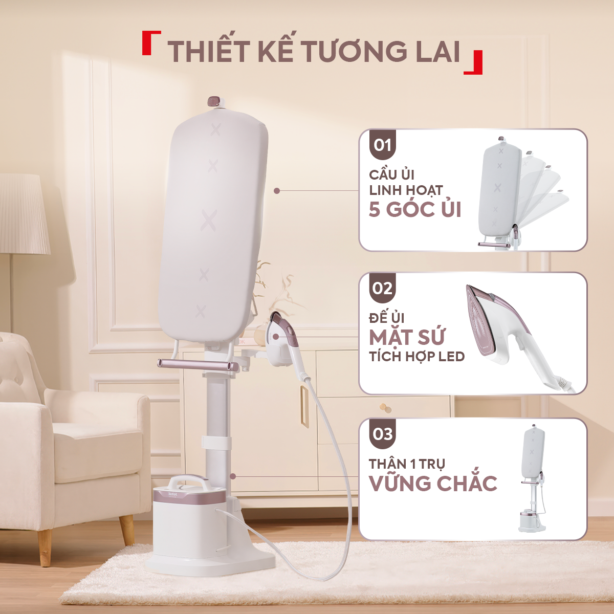 Bàn ủi hơi nước đứng Tefal IXEO Vision QT1811E0
