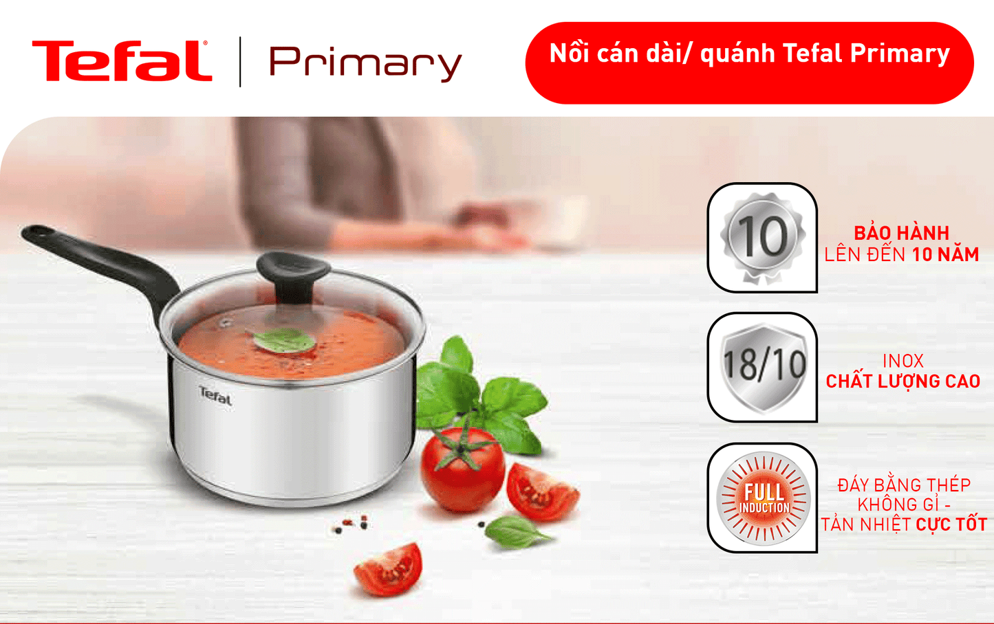 Nồi cán dài/ quánh Tefal Primary 18cm