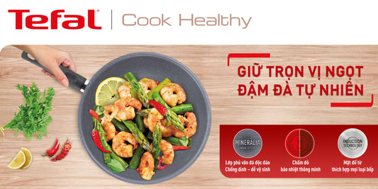 Bộ chảo Tefal Cook Healthy 2pcs (Chảo 24/Chảo xào 28)