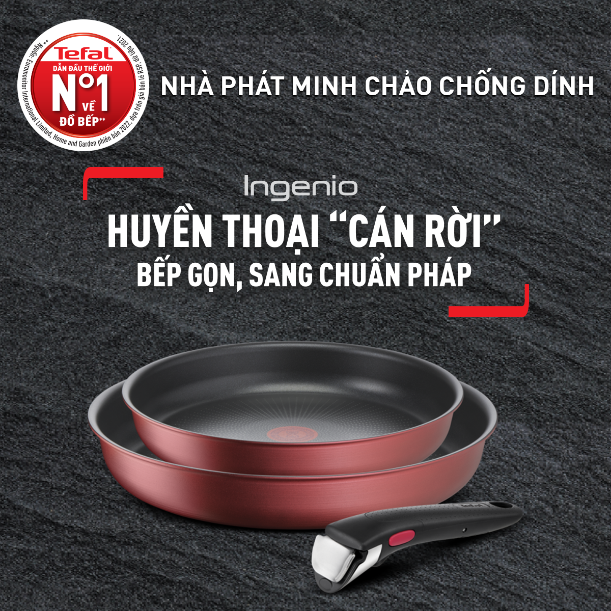 Bộ nồi chảo cán rời 3 món Ingenio Daily Chef(chảo chiên 22-26cm, tay cầm rời) (8 năm)