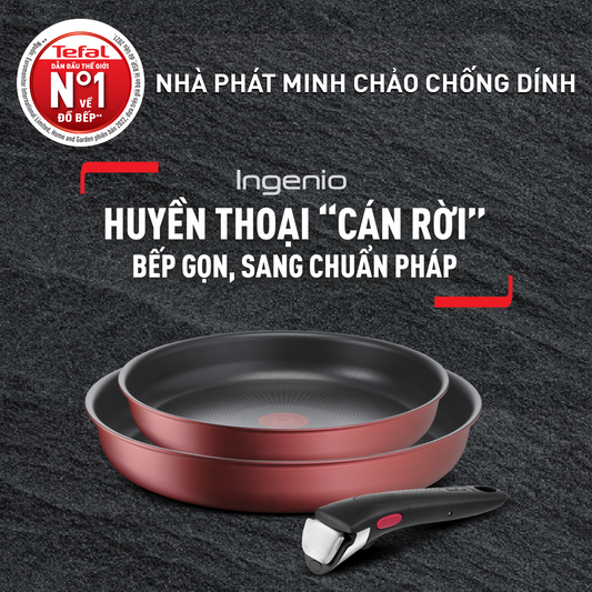 Bộ nồi chảo cán rời 3 món Ingenio Daily Chef(chảo chiên 22-26cm, tay cầm rời) (8 năm)