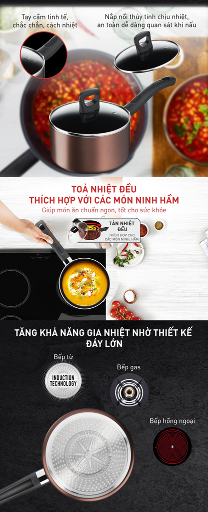 Nồi cán dài/ quánh Tefal Day By Day 18cm