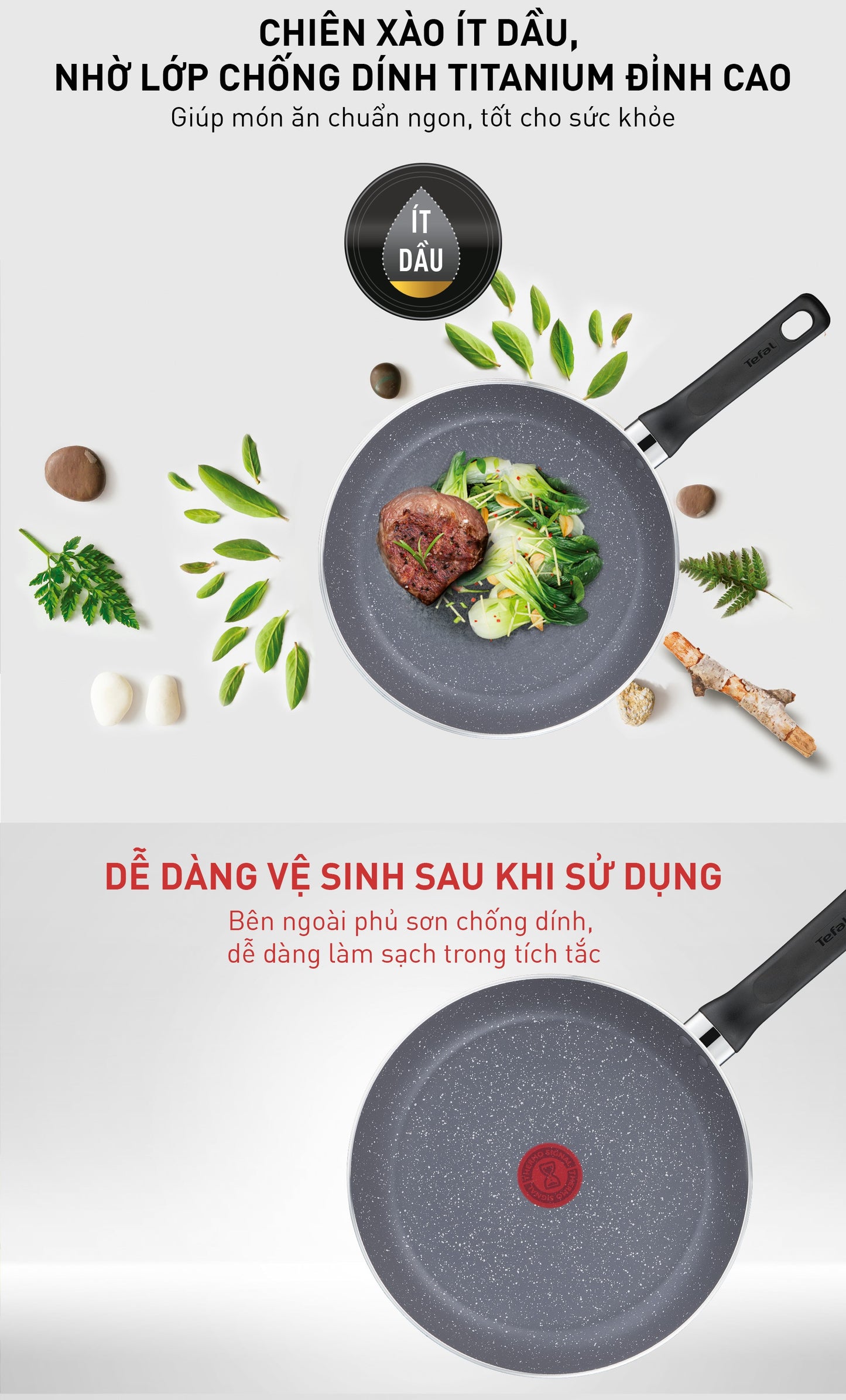 Chảo chiên Tefal Natura 20cm/24cm/28cm B2260695 B2260495 B2260295
