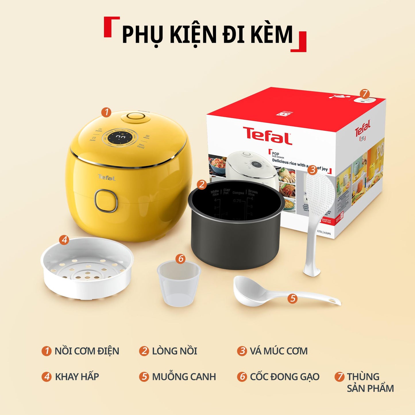Nồi cơm điện tử Mini Tefal POP RK5352Y0/RK535TY0/RK535AY0/RK5354Y0