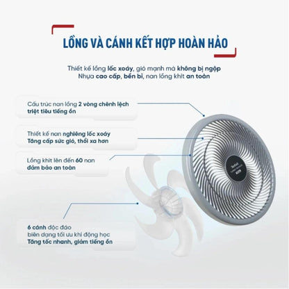 Quạt sàn TEFAL TB Silence Plus VH686790 - Xám Cánh Trắng