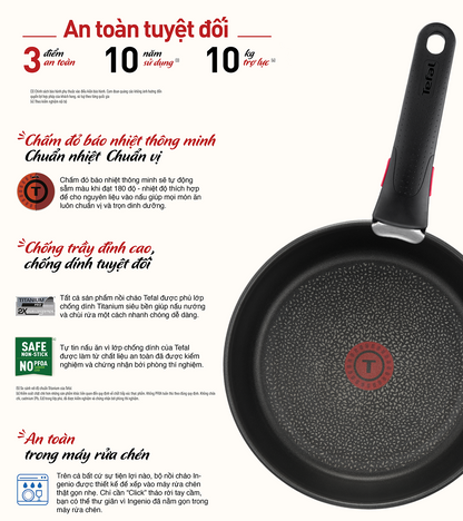 Bộ nồi chảo cán rời 3 món Ingenio Daily Chef(chảo chiên 22-26cm, tay cầm rời) (8 năm)