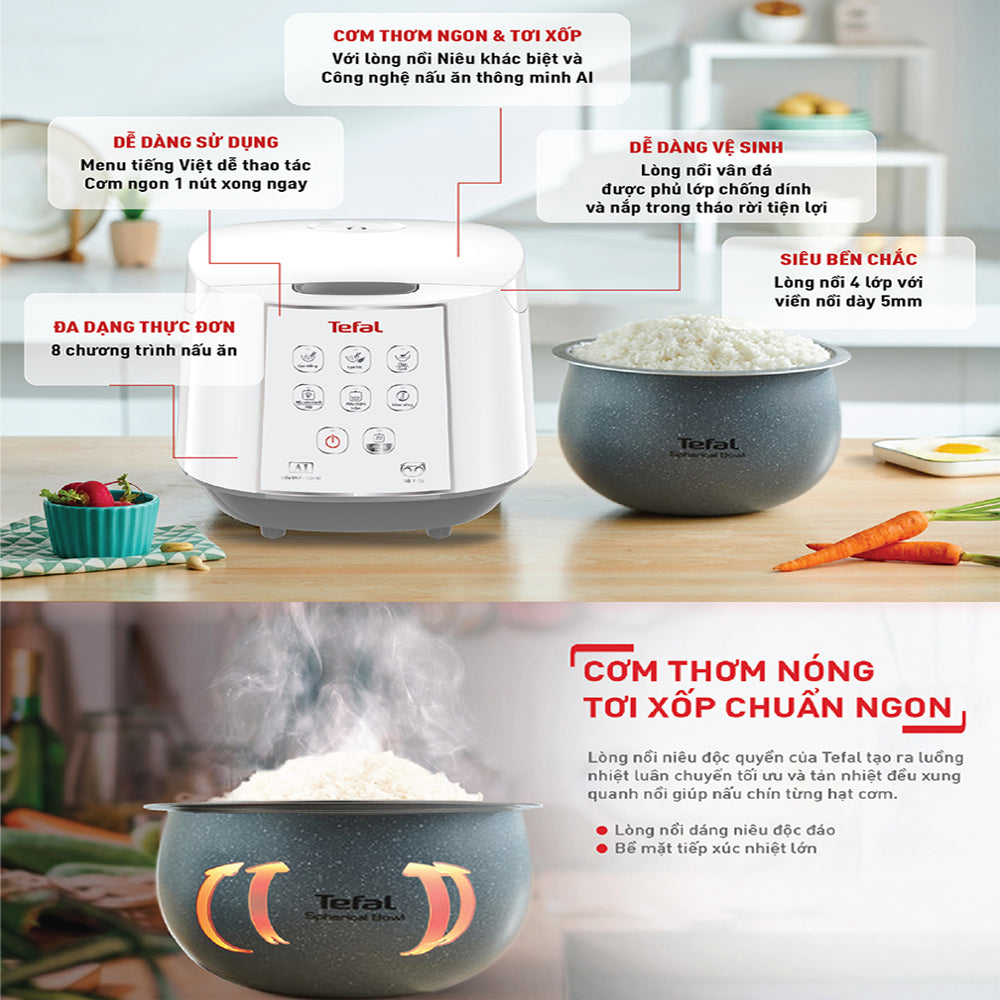 Nồi cơm điện tử Tefal Easy Rice RK733168 - 1.8L