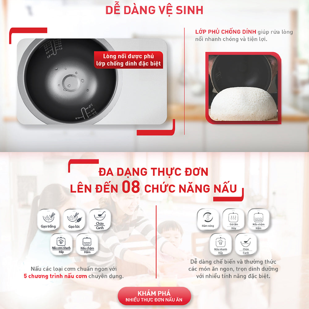 Nồi cơm điện tử Tefal Easy Rice RK733168 - 1.8L
