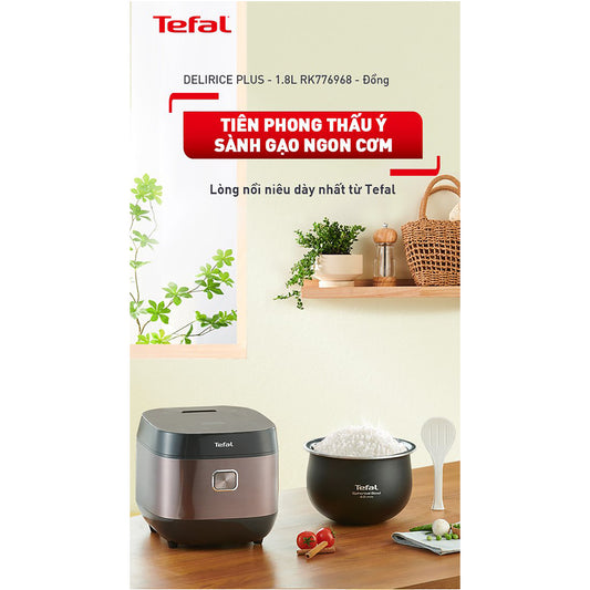 Nồi cơm điện tử Tefal Delirice Plus RK776968  - 1.8L - Đồng