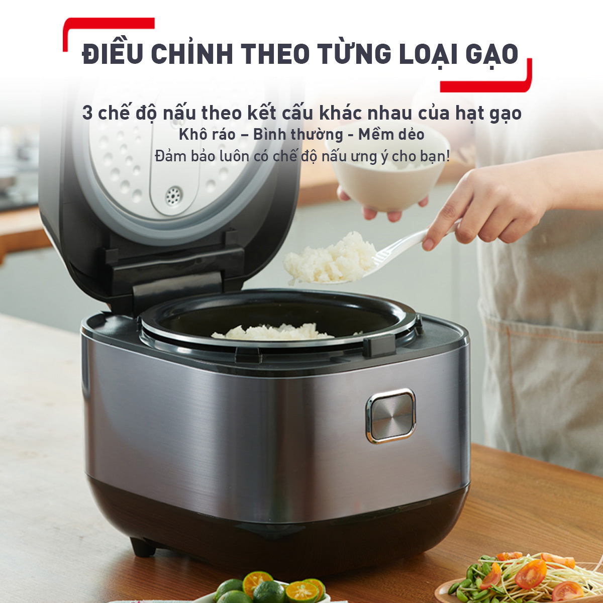 Nồi cơm điện tử Tefal Delirice Plus RK776B68 - 1.8L - Xám