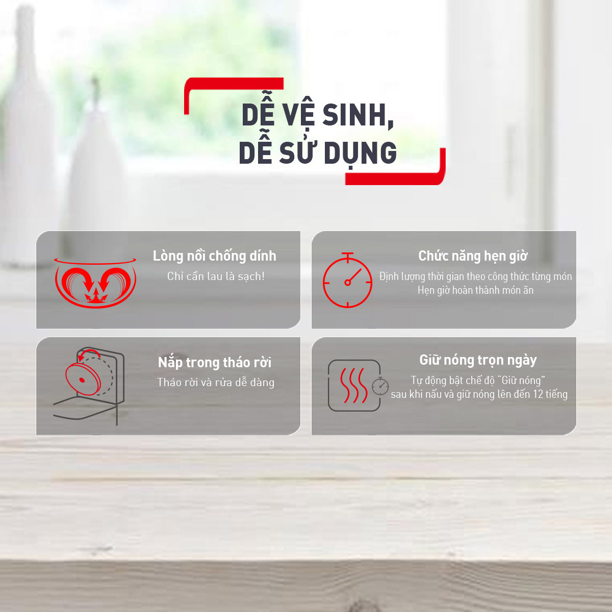Nồi cơm điện tử Tefal Delirice Plus RK776B68 - 1.8L - Xám