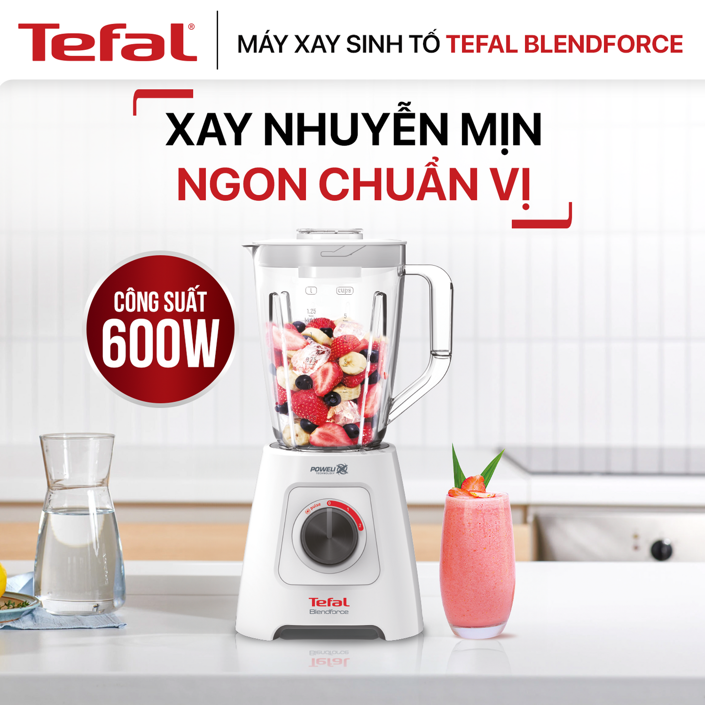 Máy xay sinh tố Tefal BlendForce BL42S166 - 600W, cối nhựa