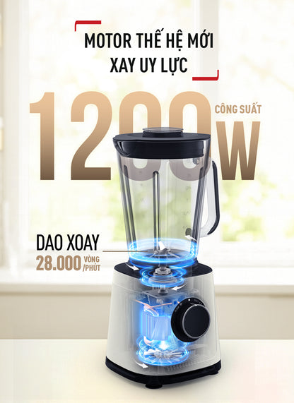Máy xay sinh tố Tefal PerfectMix Essential BL77TAT0 - 1200W, cối thủy tinh - màu kem