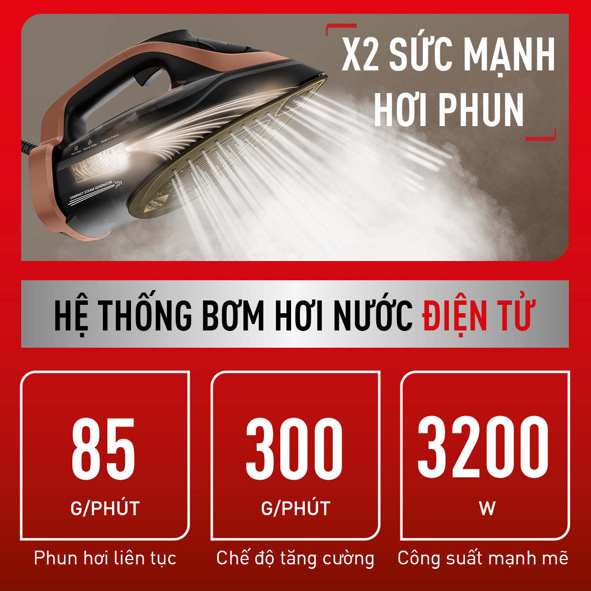Bàn ủi hơi nước cao cấp TEFAL Ultimate Power Pro FV9E50E0