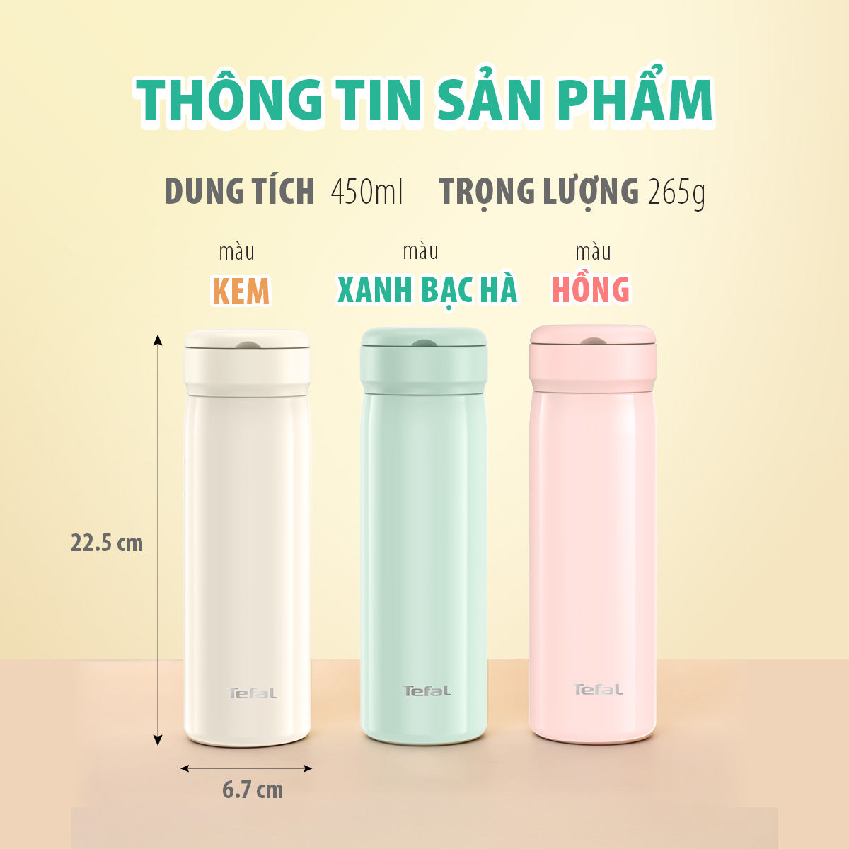 Bình giữ nhiệt Tefal Mobility Hydration 450ml, N3720210/N3720110/N3720410