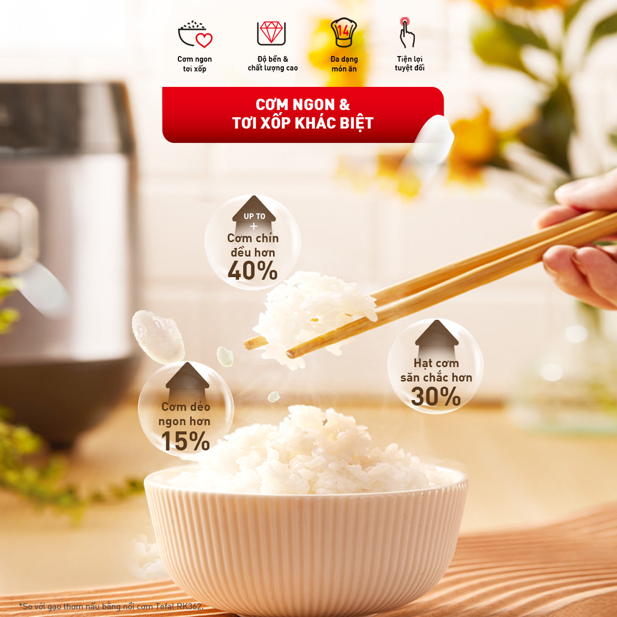 Nồi cơm điện tử Tefal Delirice Plus RK776B68 - 1.8L - Xám