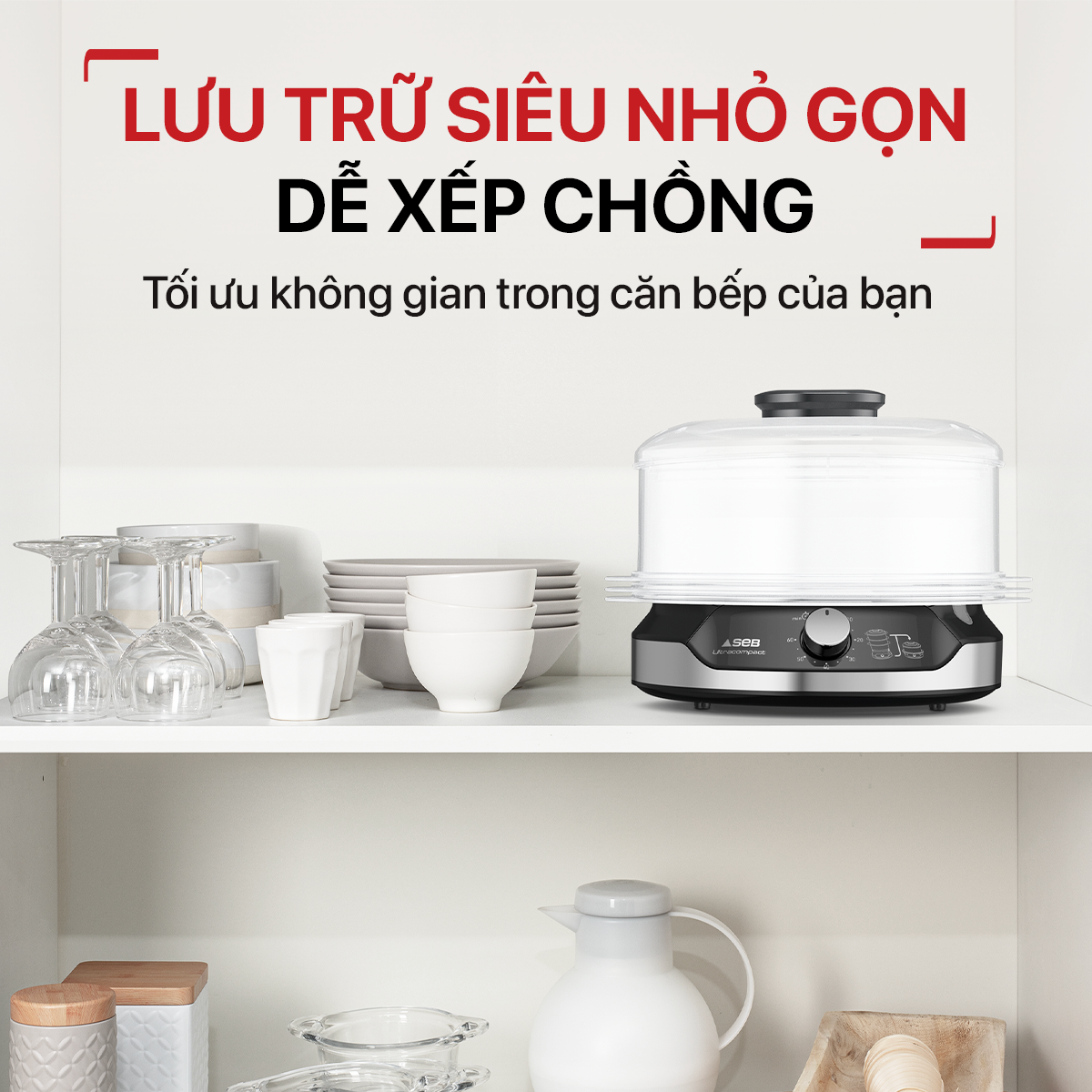Nồi hấp thực phẩm Tefal UltraCompact VC204810 - 9L