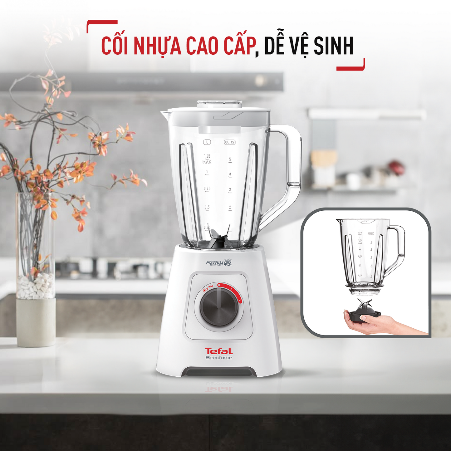 Máy xay sinh tố Tefal BlendForce BL42S166 - 600W, cối nhựa