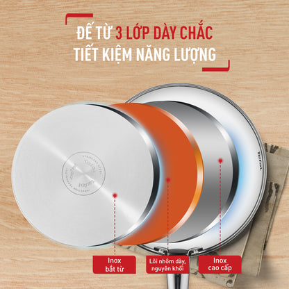 Bộ nồi chảo Inox cao cấp Cook Eat B922S784 (16, 20, 24, 28cm)