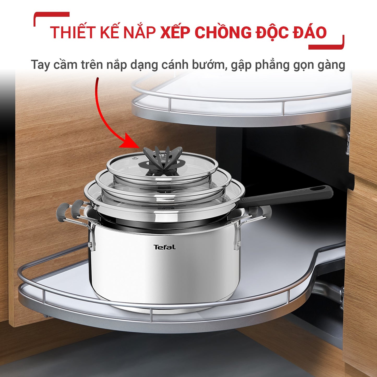 Nồi Inox Tefal Optispace cao cấp 28cm