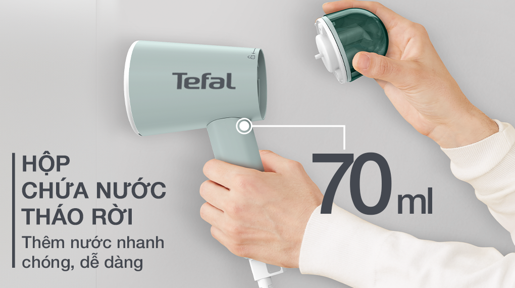 Bàn ủi hơi nước cầm tay Tefal Origin Travel DT1024K0 xanh xám