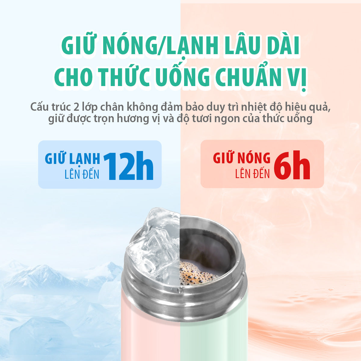 Bình giữ nhiệt Tefal Mobility Hydration 450ml, N3720210/N3720110/N3720410