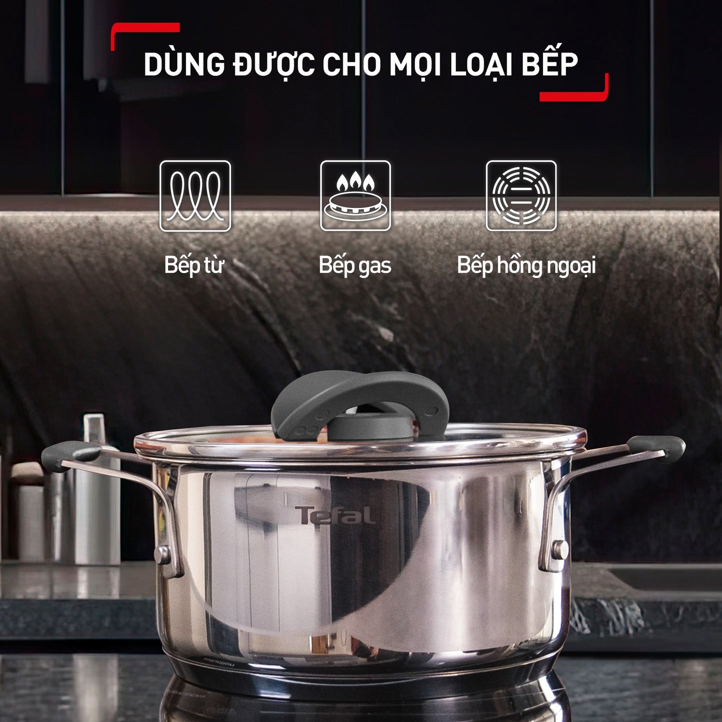 Nồi Inox Tefal Optispace cao cấp 28cm