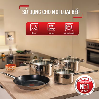 Bộ 3 nồi Inox cao cấp Tefal Cook Eat B921S604, 14cm/18cm/20cm