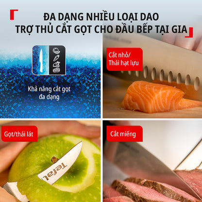 Bộ dao thép Đức 5 món và kệ dao gỗ Tefal Ice Force K232S574, 20cm/20cm/18cm/11cm/9cm