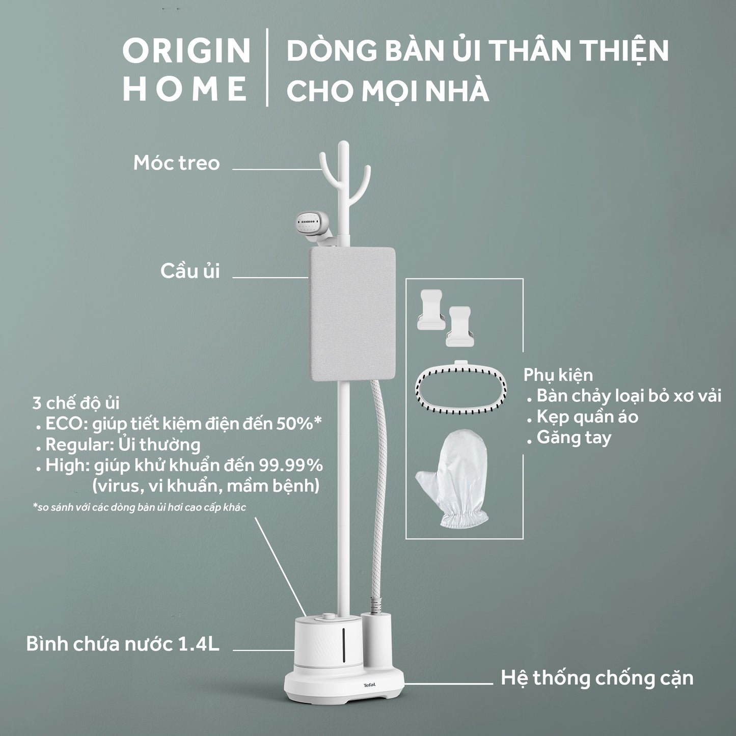 Bàn ủi đứng kết hợp móc treo 2 trong 1 Tefal IT3280E1