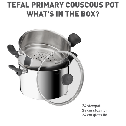 Nồi hấp Inox cao cấp 18/10 Tefal Couscous Primary E3089504, 24cm