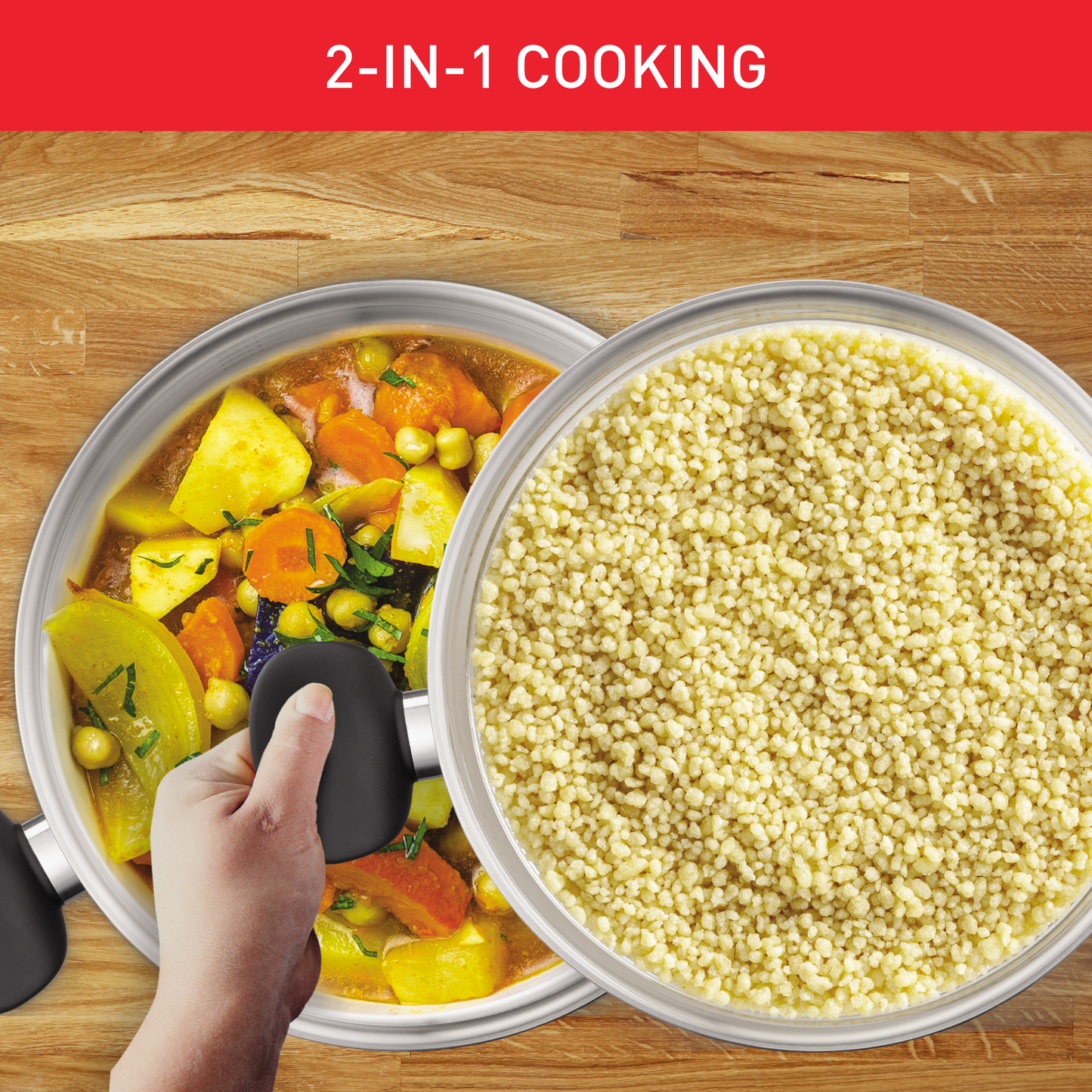 Nồi hấp Inox cao cấp 18/10 Tefal Couscous Primary E3089504, 24cm