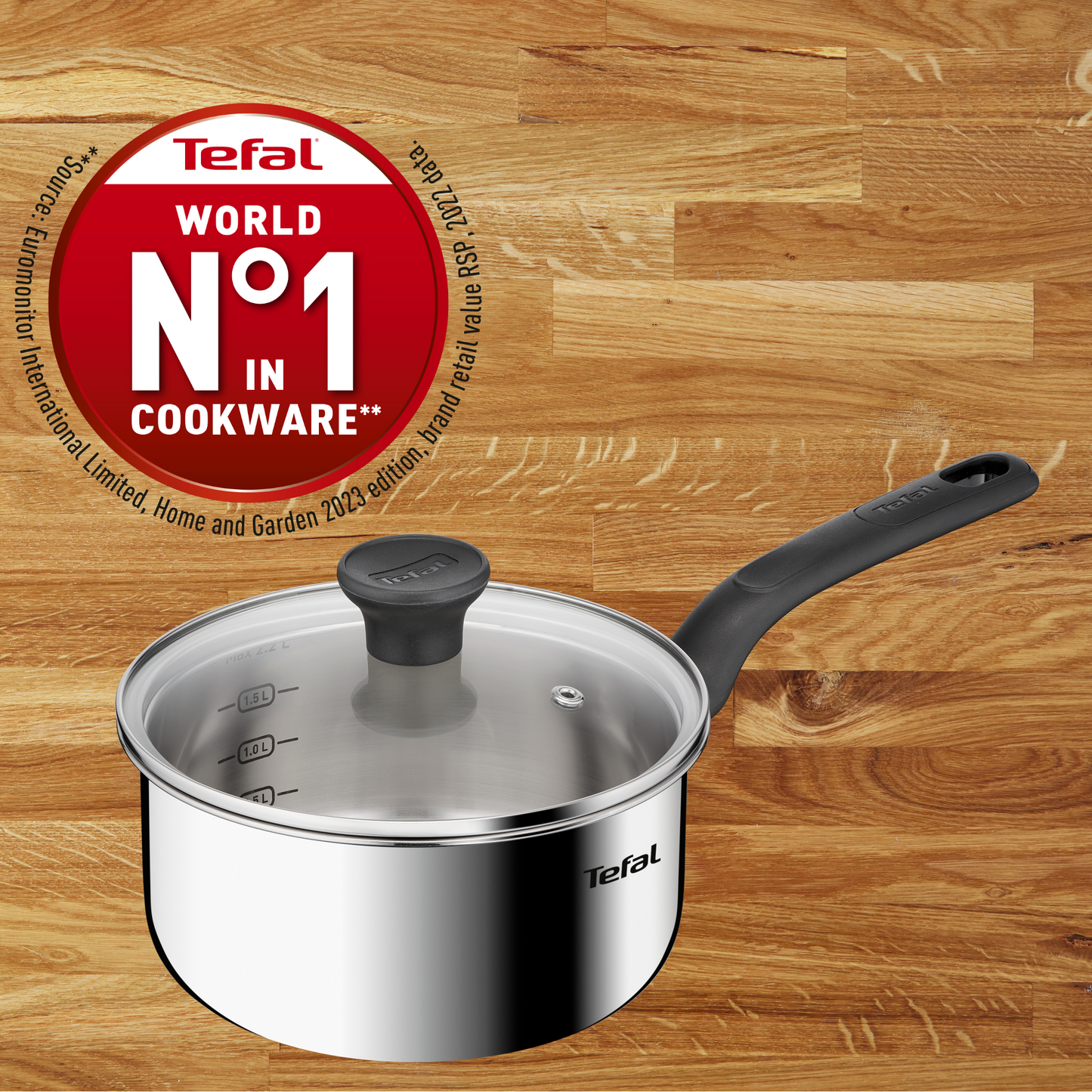Quánh Inox liền khối có nắp Tefal Starter E3252295 E3252395, 16/18cm