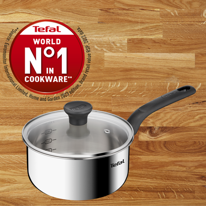 Quánh Inox liền khối có nắp Tefal Starter E3252295 E3252395, 16/18cm