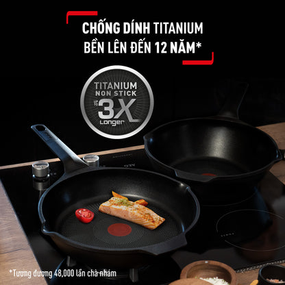 Chảo đúc cao cấp sâu lòng Tefal Robusto có miệng rót 28cm