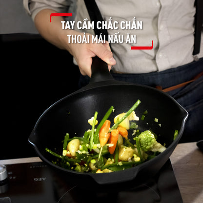 Chảo đúc cao cấp sâu lòng Tefal Robusto có miệng rót 28cm