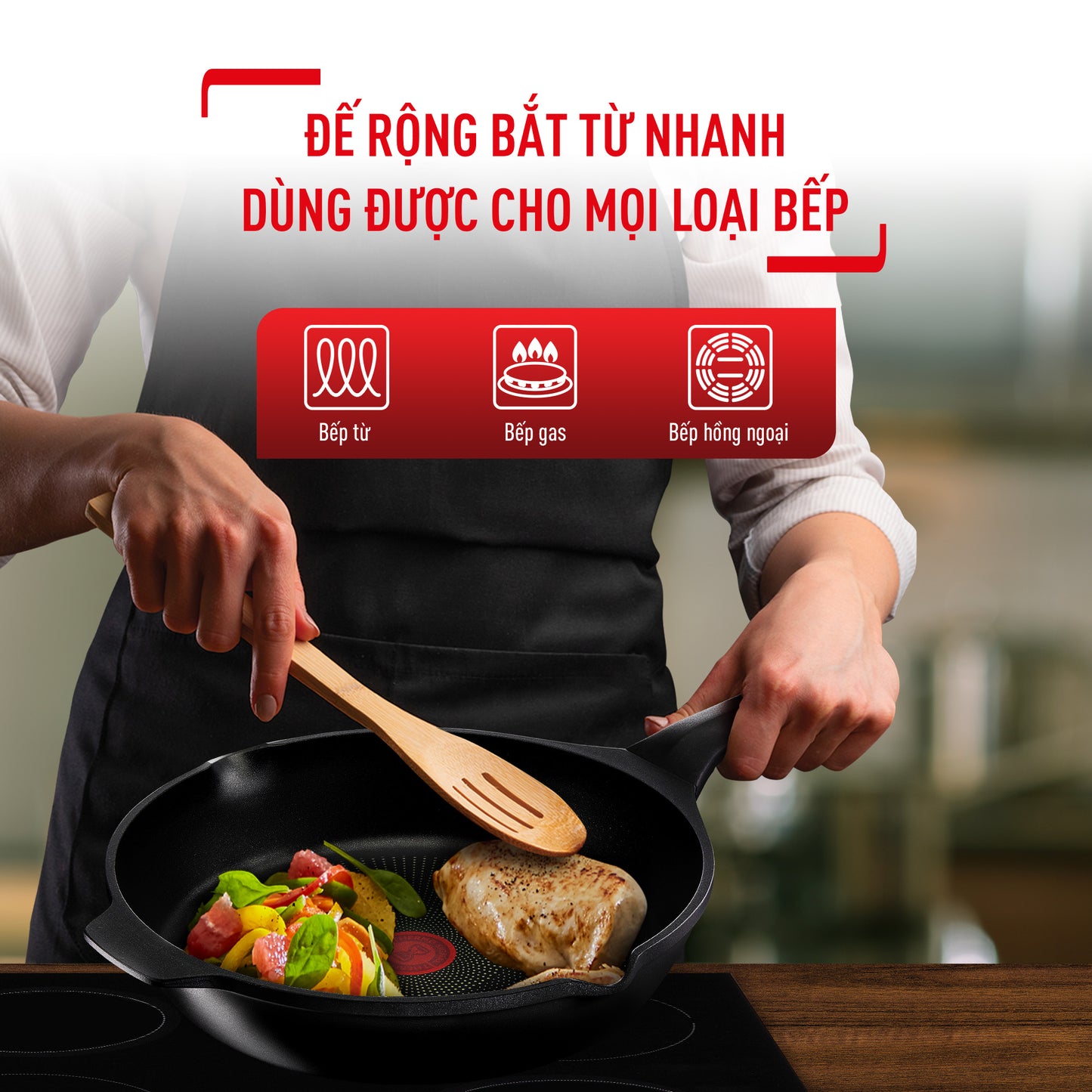 Chảo đúc cao cấp sâu lòng Tefal Robusto có miệng rót 28cm