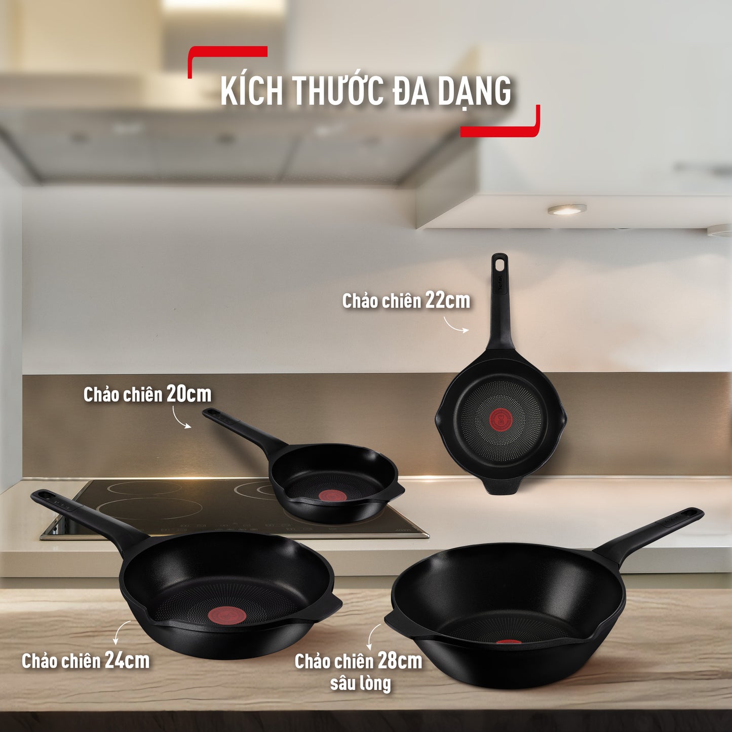 Chảo đúc cao cấp sâu lòng Tefal Robusto có miệng rót 28cm