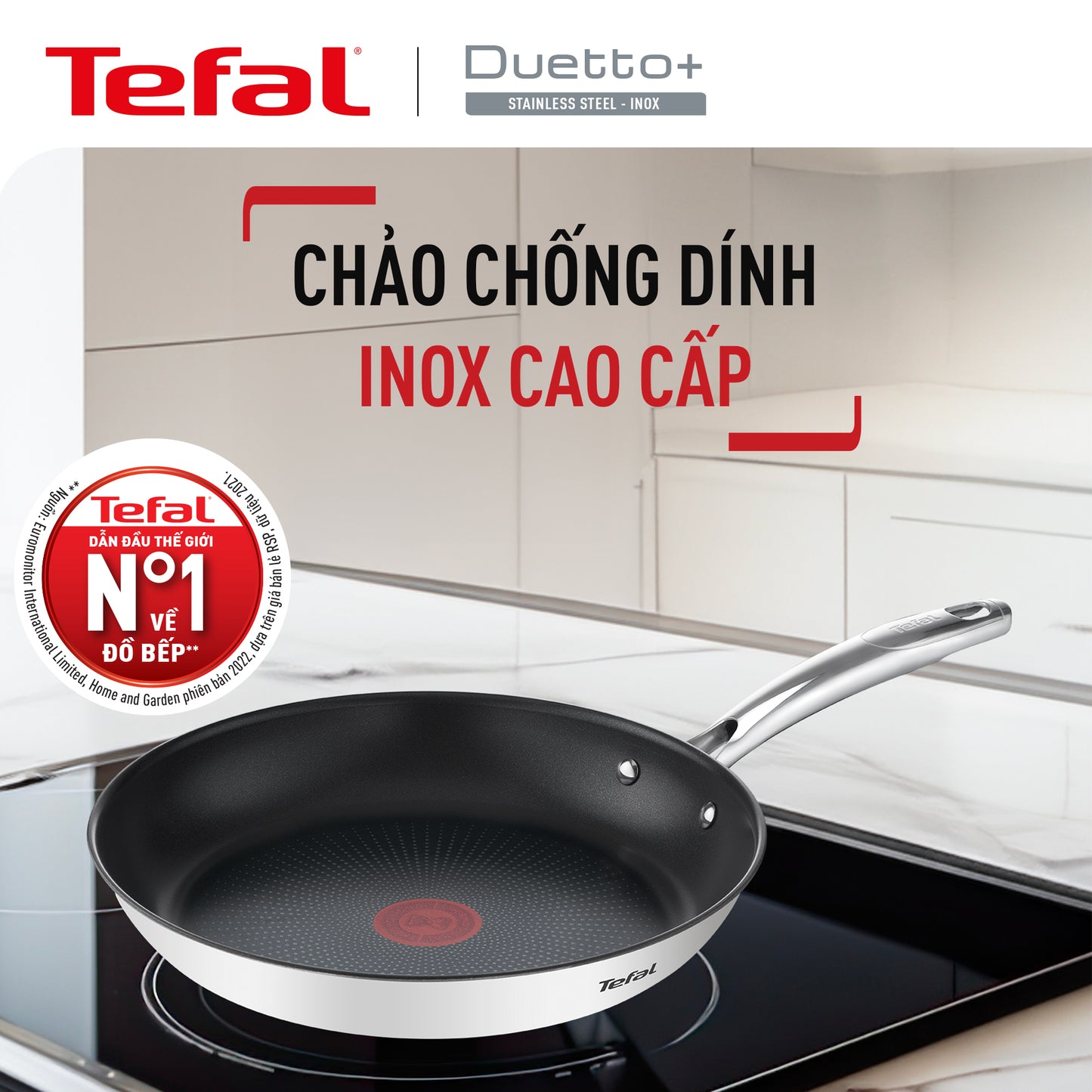 Chảo chiên Inox cao cấp Tefal Duetto Plus 24cm/26cm/28cm